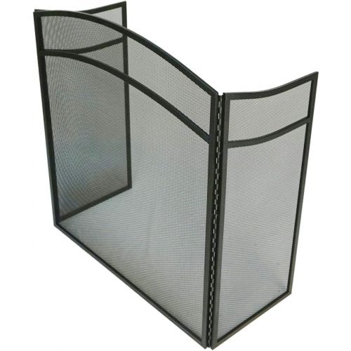  Lizh Lizh METALWORK Lizh Fireplace Screen with Arch Frame 3 Panels, Steel Mesh Simple Design Fireplace Screen