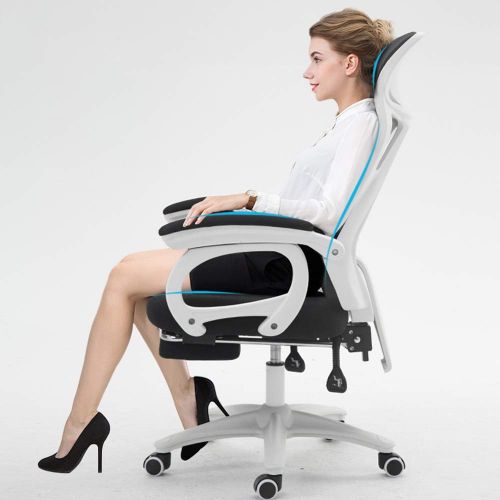  LJFYXZ Mesh High Back Swivel Office Chair Massage Lumbar Pillow Breathable mesh Footrest boss Chair Sliding armrest Game Chair Bearing Weight 200kg (Color : Blue)