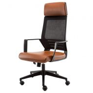 LJFYXZ Computer Chair, Home office chair Pu leather leisure swivel chair Load 500 kg Liftable rotation (Color : Brown)