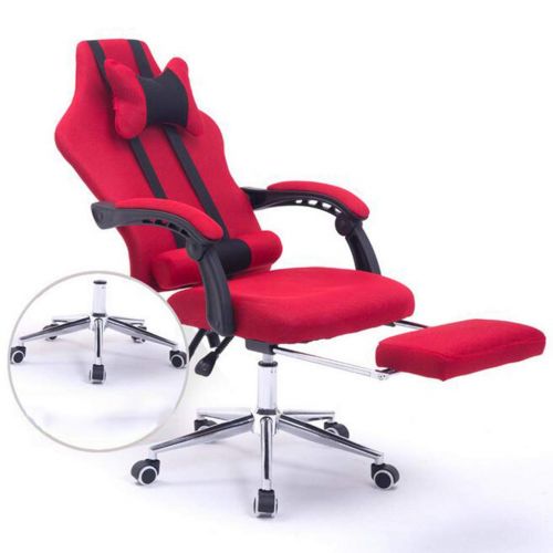  LJQ E-Sports Chair Gaming Chair,Ergonomic Recliner High-Back Height Adjustable Massage Lumbar Swivel Rocker Headrest Retractable Footrest Lumbar Support,Multifunction PC Chair,Red