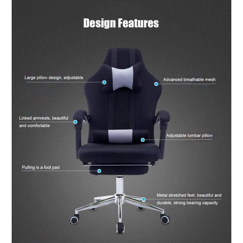  LJQ E-Sports Chair Gaming Chair,Ergonomic Recliner High-Back Height Adjustable Massage Lumbar Swivel Rocker Headrest Retractable Footrest Lumbar Support,Multifunction PC Chair,Red