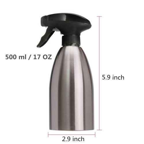  LJZspangle Olive Oil Sprayer for Cooking, Food-grade Stainless Steel Oil Bottle Coconut Oil Sprayer Dispenser Convinient for BBQ/Grilling/Salad/Baking/Frying, 17 oz Capacity