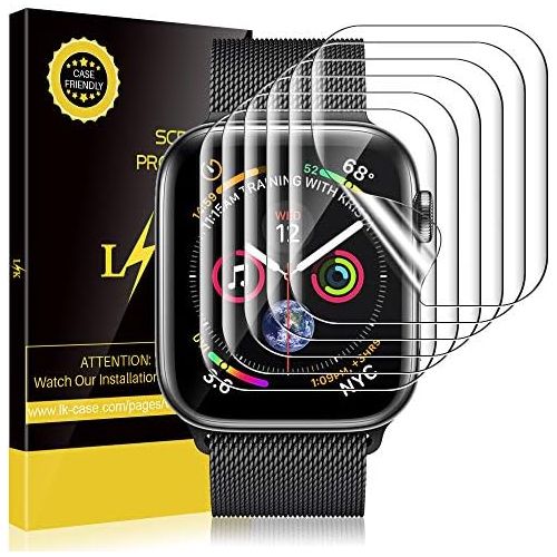  [아마존베스트]LK 6 Pack Screen Protector for Apple Watch (38mm Series 3/2/1 40mm Series 4 Compatible) Max Coverage Anti-Bubble HD Clear With Lifetime Replacement Warranty