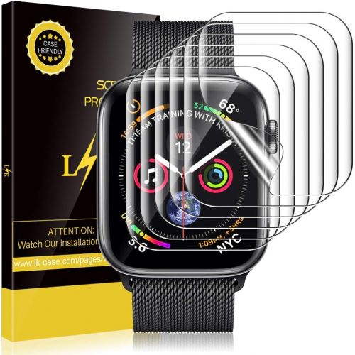  [아마존베스트]LK 6 Pack Screen Protector for Apple Watch (38mm Series 3/2/1 40mm Series 4 Compatible) Max Coverage Anti-Bubble HD Clear With Lifetime Replacement Warranty