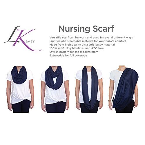  [아마존베스트]2pk LK Baby Infinity Nursing Scarf Breastfeeding Cover Ultra Soft (Grey/Navy)