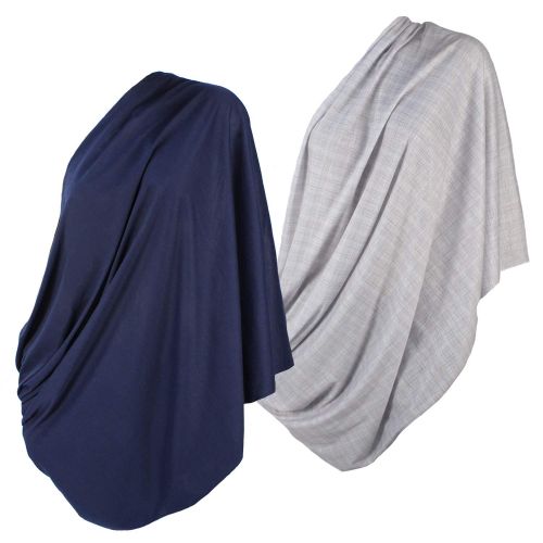  [아마존베스트]2pk LK Baby Infinity Nursing Scarf Breastfeeding Cover Ultra Soft (Grey/Navy)