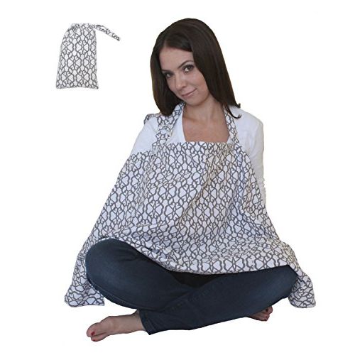  [아마존베스트]LK Baby Nursing Cover for Breastfeeding Privacy Soft 100% Cotton in Grey White