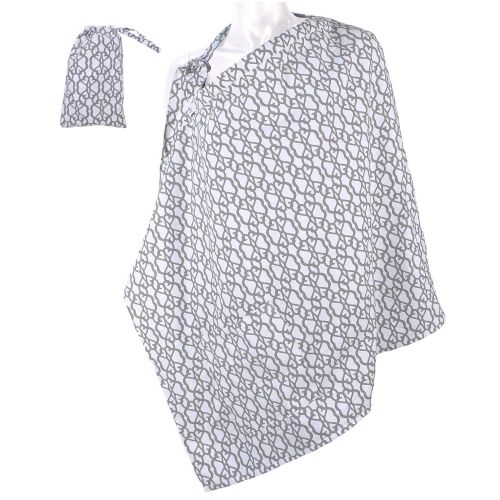  [아마존베스트]LK Baby Nursing Cover for Breastfeeding Privacy Soft 100% Cotton in Grey White