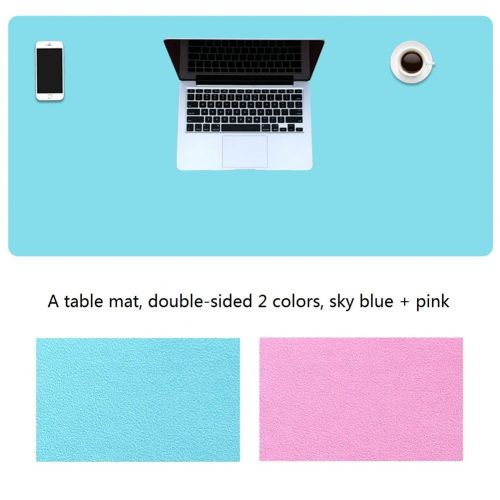  LL-COEUR Double Sided Leather Mouse Pad Gaming Keyboard Mat Waterproof Table Mat (Sky Blue + Pink, 1400 x 600 x 2 mm)
