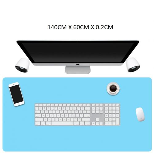  LL-COEUR XXL Leather Mouse Pad Gaming Keyboard Mat Waterproof Table Mat (Blue, 1400 x 600 x 2 mm)