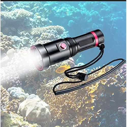  LLC-POWER Scuba Diving Flashlight, 3000 Lumen Underwater Dive Light with Power Indication, with Rechargeable 18650 Battery, Charger, for Under Water Deep Sea Cave at Night