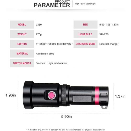  LLC-POWER Scuba Diving Flashlight, 3000 Lumen Underwater Dive Light with Power Indication, with Rechargeable 18650 Battery, Charger, for Under Water Deep Sea Cave at Night