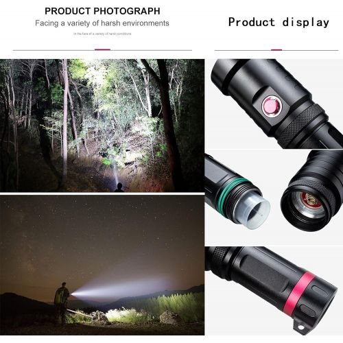  LLC-POWER Scuba Diving Flashlight, 3000 Lumen Underwater Dive Light with Power Indication, with Rechargeable 18650 Battery, Charger, for Under Water Deep Sea Cave at Night