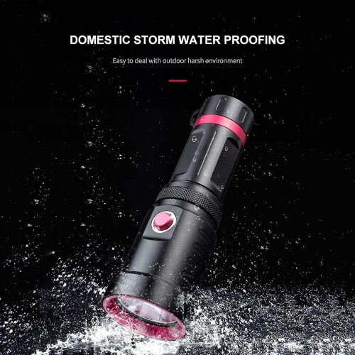  LLC-POWER Scuba Diving Flashlight, 3000 Lumen Underwater Dive Light with Power Indication, with Rechargeable 18650 Battery, Charger, for Under Water Deep Sea Cave at Night