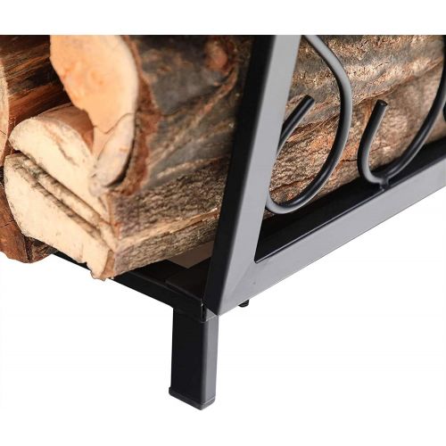  LLFF Outdoor Indoor Firewood Racks, Fireplace Log Holder, Storage Carrier of Wood, Black, Fire Pit Stove Decor Holders Accessories