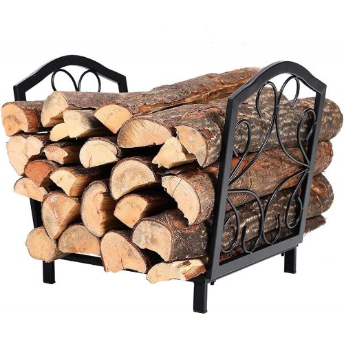  LLFF Outdoor Indoor Firewood Racks, Fireplace Log Holder, Storage Carrier of Wood, Black, Fire Pit Stove Decor Holders Accessories