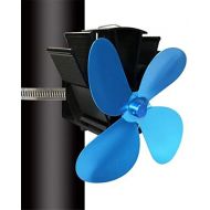 LLFF Small Silent Wood Log Burner Stove Fan for Fireplace Accessories, Mini Burning Heat Powered Fans with Thermometer (Color : Blue)