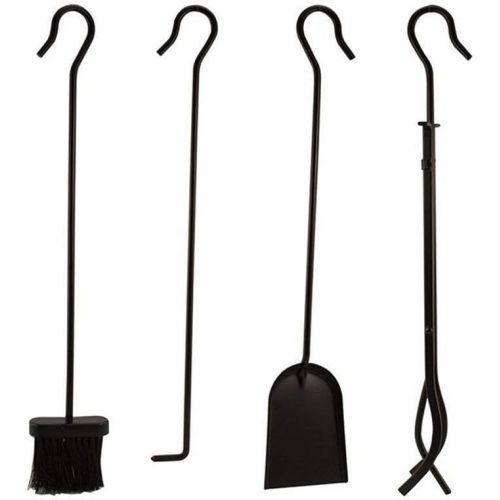  LLFF 5 Pieces Fireplace Tools Sets, Handles Wrought Iron Set and Holder Indoor Outdoor Fireset Fire Pit Stand, Rustic Wood Stove Hearth Accessories