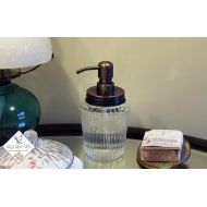 /LLFarm Vintage Kilner Mason Jar Soap Dispenser | Brushed Bronze Rust Proof Lid & Pump | Rust Resistant Lid| Kilner Preserve Jar | 1 Pint embossed