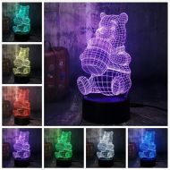 LLLYZZ 3D Cute Honey Winnie Bear LED Night Light Bulb Decoration Lights Kid Gift Cartoon Atmosphere Touch Mood Table Lamp Lava