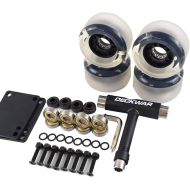 LLQQ 70mm X 42mm 4 Pcs Skateboard Wheels Outdoor Classic PU Flash Cruiser Longboard Skateboard Replacement Wheel Set,with 8 Bearing and 8 Bridge Nail,T-Wrench and Washer