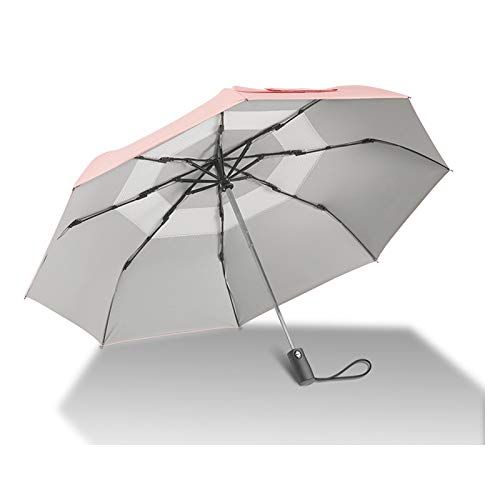  LLSDLS Sun Umbrella Parasol Automatic Umbrella Double Layer Umbrella - Sunny/Rainy Day Umbrella Reinforcement Windproof Folding Sun Umbrella (Color : Mocha Powder)