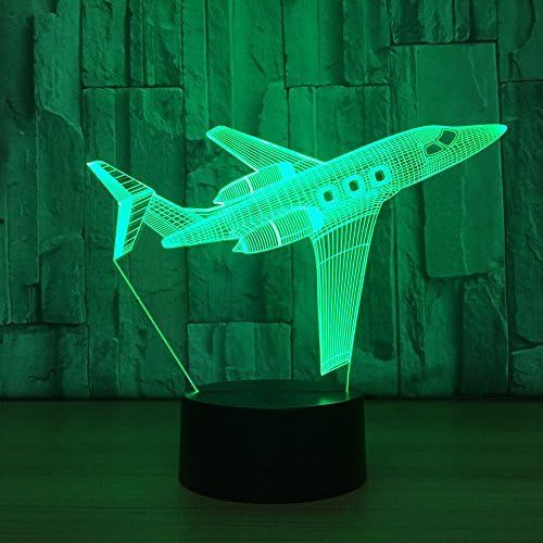  [아마존베스트]Fuxiao 3D Visual Airplane Night Light Aircraft LED Desk Lamp 7 Color Change USB Powered or Battery Powered Plane Toy Table Light Decoration Birthday Christmas Festival Gift for Kid and Ad