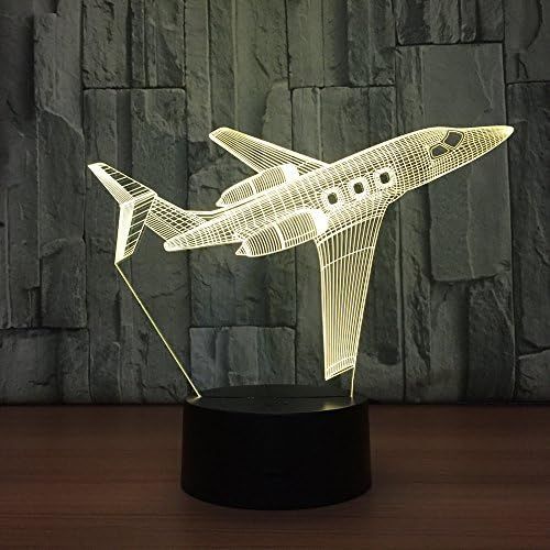  [아마존베스트]Fuxiao 3D Visual Airplane Night Light Aircraft LED Desk Lamp 7 Color Change USB Powered or Battery Powered Plane Toy Table Light Decoration Birthday Christmas Festival Gift for Kid and Ad