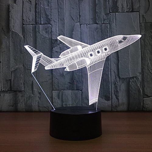  [아마존베스트]Fuxiao 3D Visual Airplane Night Light Aircraft LED Desk Lamp 7 Color Change USB Powered or Battery Powered Plane Toy Table Light Decoration Birthday Christmas Festival Gift for Kid and Ad