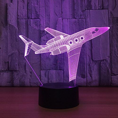  [아마존베스트]Fuxiao 3D Visual Airplane Night Light Aircraft LED Desk Lamp 7 Color Change USB Powered or Battery Powered Plane Toy Table Light Decoration Birthday Christmas Festival Gift for Kid and Ad