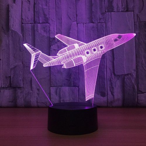  [아마존베스트]Fuxiao 3D Visual Airplane Night Light Aircraft LED Desk Lamp 7 Color Change USB Powered or Battery Powered Plane Toy Table Light Decoration Birthday Christmas Festival Gift for Kid and Ad