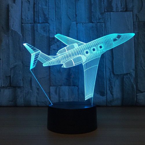  [아마존베스트]Fuxiao 3D Visual Airplane Night Light Aircraft LED Desk Lamp 7 Color Change USB Powered or Battery Powered Plane Toy Table Light Decoration Birthday Christmas Festival Gift for Kid and Ad