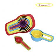 LLVV Spoons Measuring Spoons Cups Set Rainbow Color Plastic Pastry Sauce Measure Cups Spoons Baking Measurement Utensil Set of 6