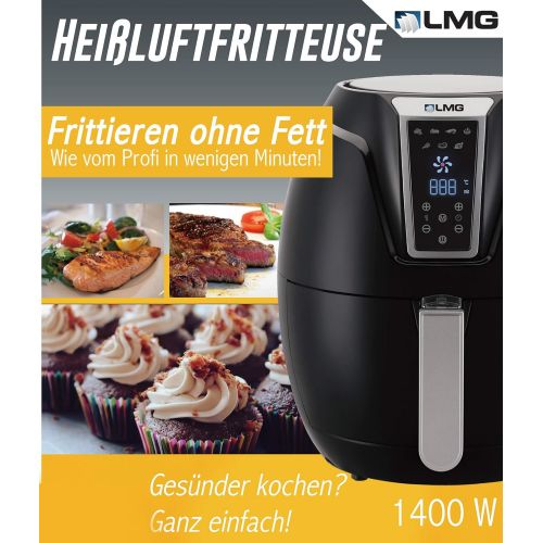  LMG Germany Heissluftfritteuse Premium 3.2L - Airfryer Mit Touch-Bedienfeld, Neueste Technik, 100% knusprig mit Heissluft ohne Fett - Backen, Frittieren, Grillen, Roesten - Spuelmaschinenfest - Ex