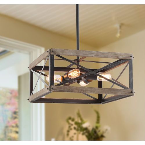  LNC 4 Square Foyer Pendant Rustic Chandeliers Kitchen Island Light fixtures, A03438