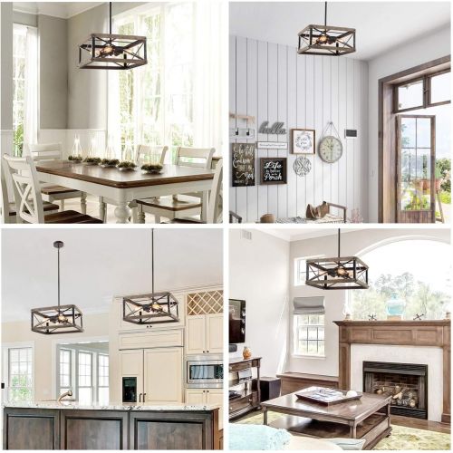  LNC 4 Square Foyer Pendant Rustic Chandeliers Kitchen Island Light fixtures, A03438