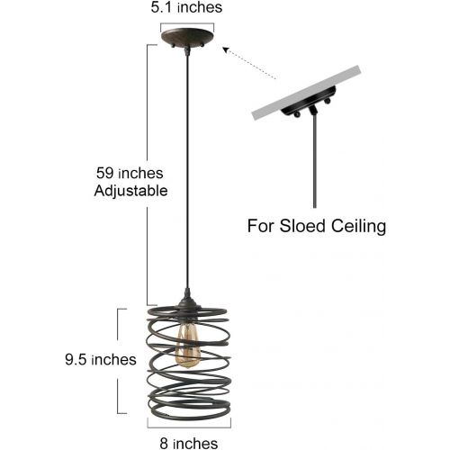  LNC 1 Contemporary Rust Cage Lighting Ceiling Pendant Fixtures, A03291