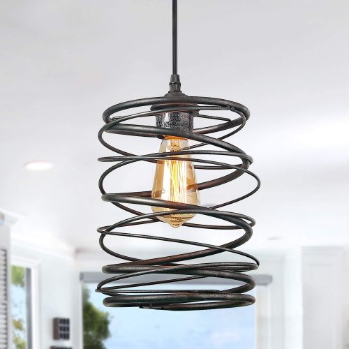  LNC 1 Contemporary Rust Cage Lighting Ceiling Pendant Fixtures, A03291