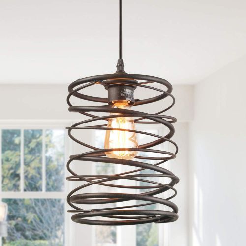  LNC 1 Contemporary Rust Cage Lighting Ceiling Pendant Fixtures, A03291