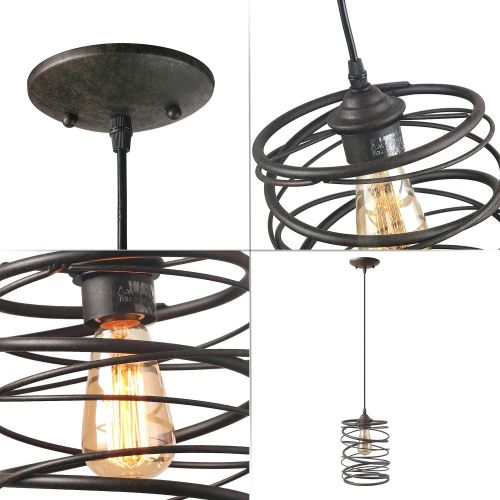  LNC 1 Contemporary Rust Cage Lighting Ceiling Pendant Fixtures, A03291