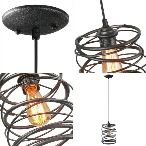  LNC 1 Contemporary Rust Cage Lighting Ceiling Pendant Fixtures, A03291