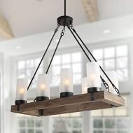 LNC A02988 Wood Kitchen 8 Chandelier Pendant Island Light fixtures, Black