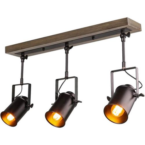  LNC Adjustable Track Industrial Wood Canopy 3-Light, for Ceiling and Wall, A03185