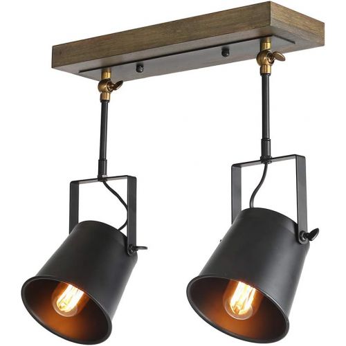  LNC Adjustable Track Industrial Wood Canopy 3-Light, for Ceiling and Wall, A03185