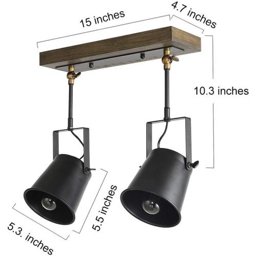  LNC Adjustable Track Industrial Wood Canopy 3-Light, for Ceiling and Wall, A03185