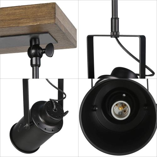  LNC Adjustable Track Industrial Wood Canopy 3-Light, for Ceiling and Wall, A03185