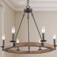 LNC 6 Farmhouse Wood Lighting Pendant Lighitng Chandeliers, A03300