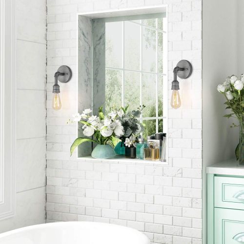  LNC 2 Water Pipe Bathroom Bath Lamp Industrial Sconces Wall Vanity Lighting Fixtures, A03373