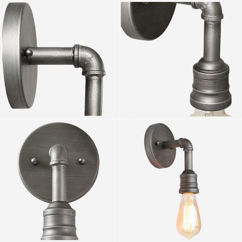  LNC 2 Water Pipe Bathroom Bath Lamp Industrial Sconces Wall Vanity Lighting Fixtures, A03373