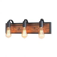 LNC 3 Rustic Bath Bathroom Black Lamps Wood Wall Sconces Vanity Lighting Fixtures, A03440